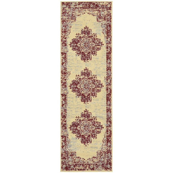 8 Cream Damask Power Loom Runner Rug Image 1