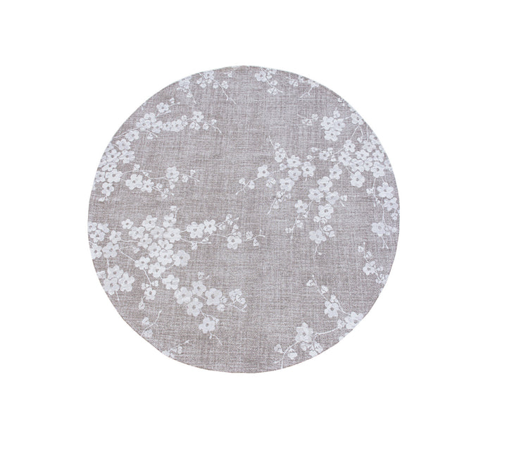 8 Gray and White Round Oriental Non Skid Area Rug Image 2