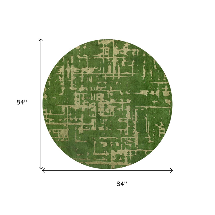 8 Green Round Abstract Non Skid Area Rug Image 3