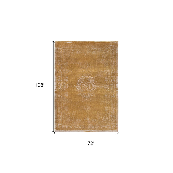 7 x 9 Orange and White Medallion Non Skid Area Rug Image 3