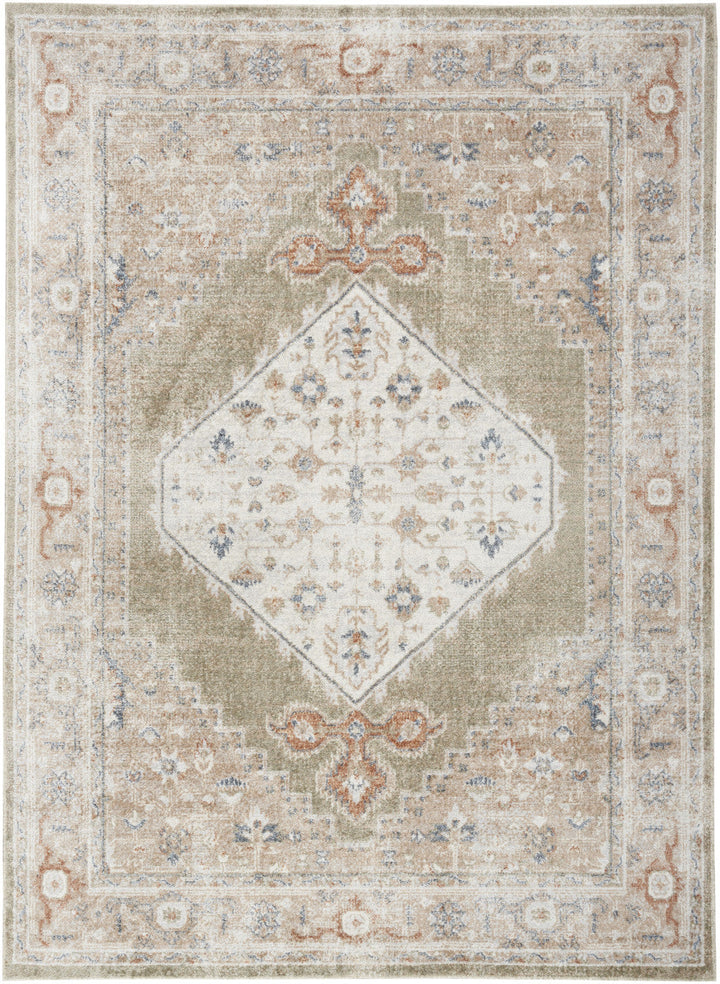 7 X 9 Sage Oriental Power Loom Distressed Washable Area Rug Image 1