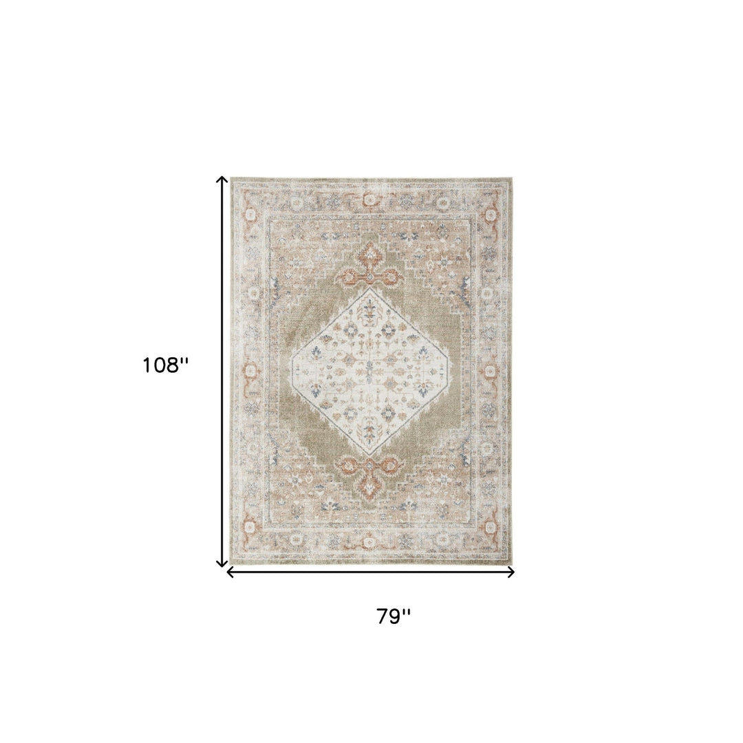 7 X 9 Sage Oriental Power Loom Distressed Washable Area Rug Image 8