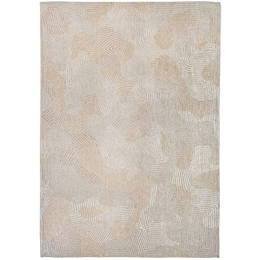 8 Beige and White Round Abstract Non Skid Area Rug Image 4