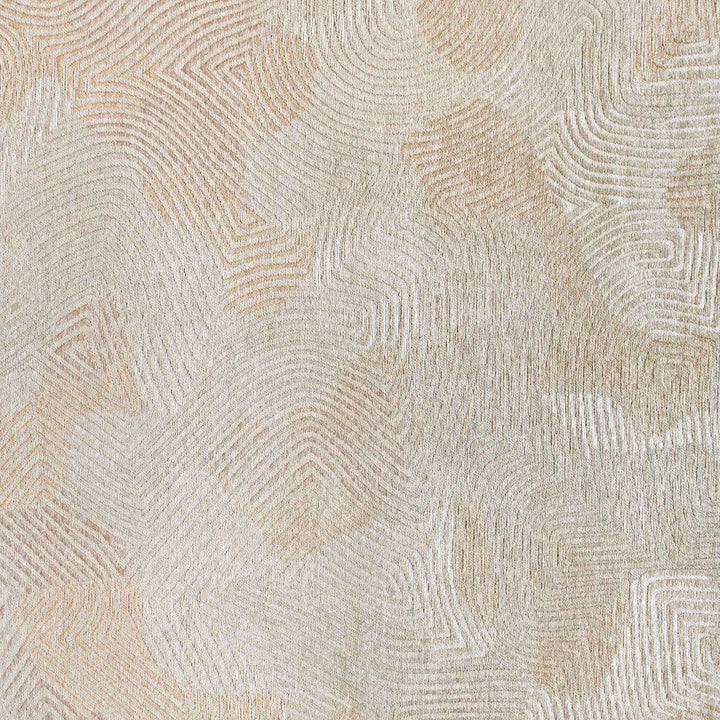 8 Beige and White Round Abstract Non Skid Area Rug Image 8