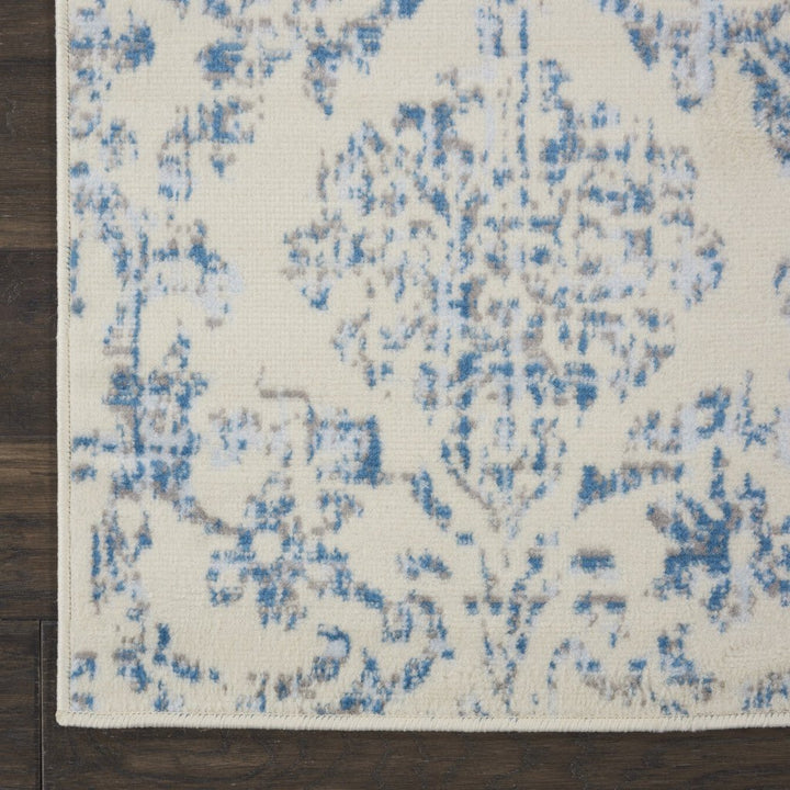 7 Cream Damask Power Loom Runner Rug Image 6