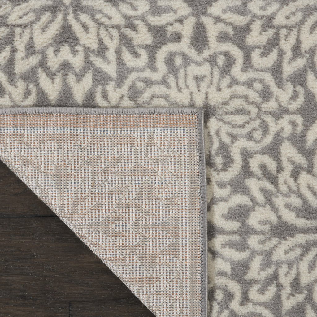 7 Gray Floral Power Loom Runner Rug Image 4