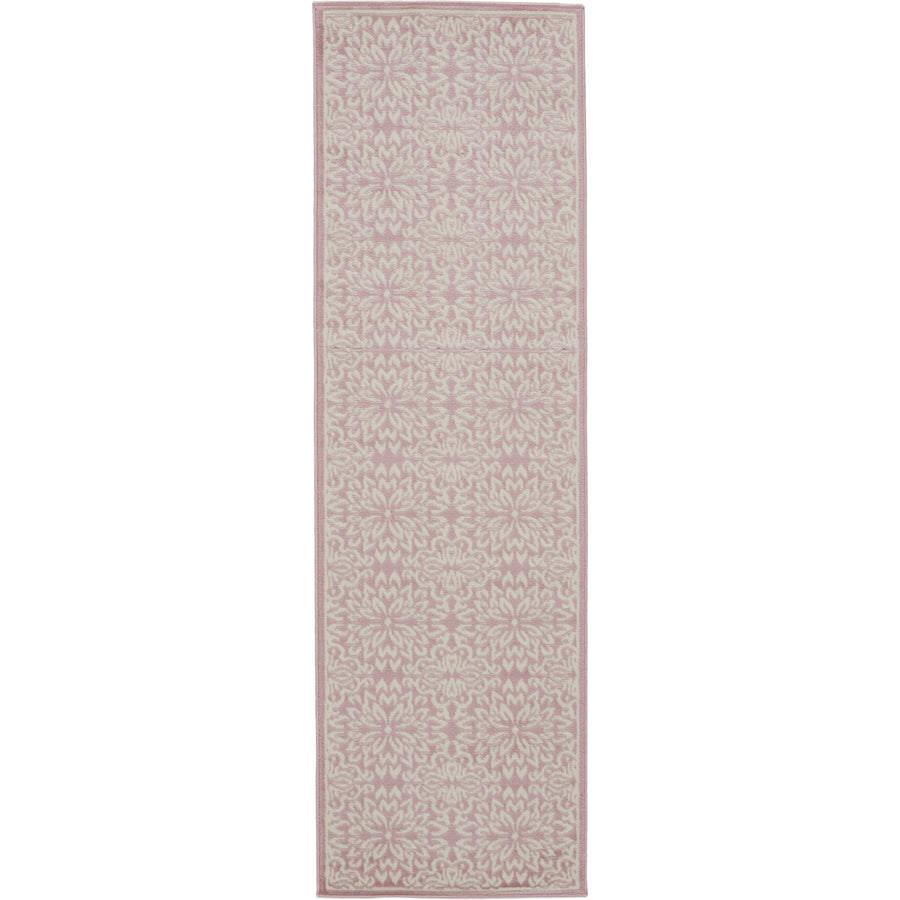 7 Pink Floral Power Loom Runner Rug Image 1