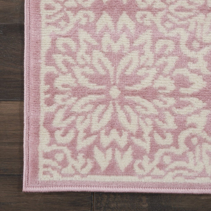 7 Pink Floral Power Loom Runner Rug Image 3