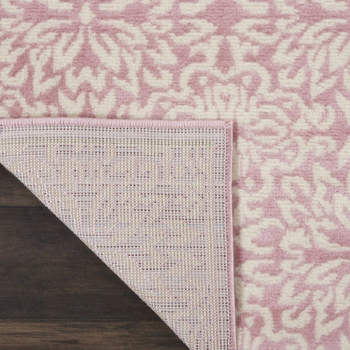 7 Pink Floral Power Loom Runner Rug Image 4