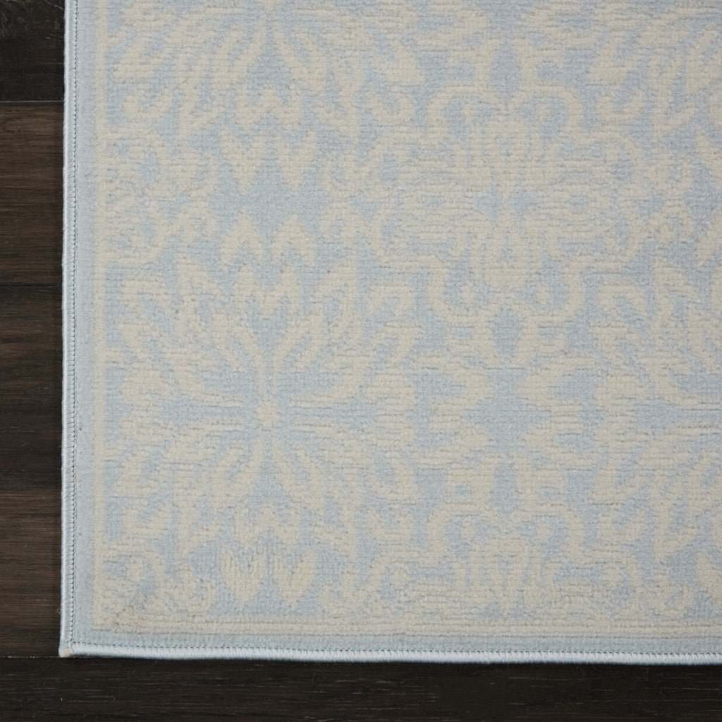 7 Light Blue Floral Power Loom Runner Rug Image 6