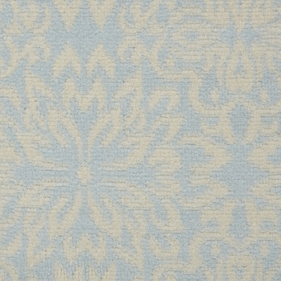 7 Light Blue Floral Power Loom Runner Rug Image 7