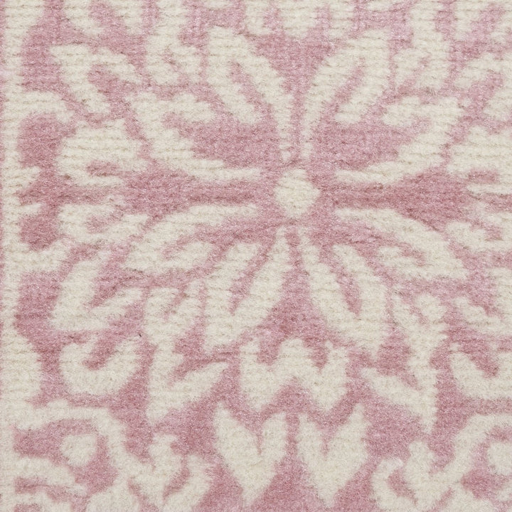 7 Pink Floral Power Loom Runner Rug Image 7