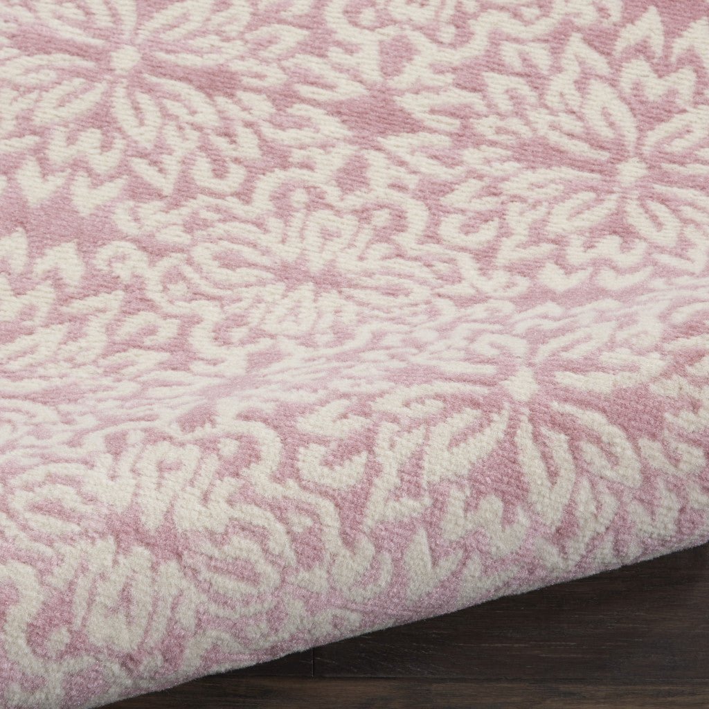 7 Pink Floral Power Loom Runner Rug Image 8