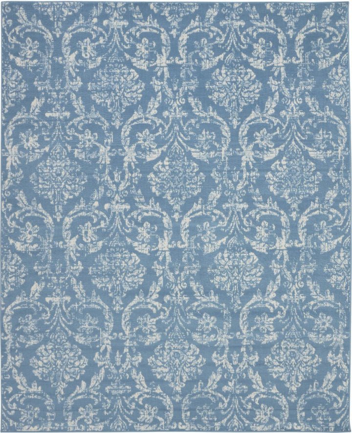 8 X 10 Blue Damask Power Loom Area Rug Image 1