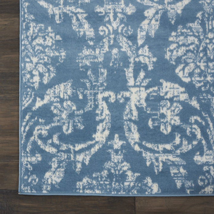 8 X 10 Blue Damask Power Loom Area Rug Image 3