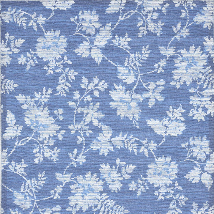 8 X 10 Blue Floral Distressed Washable Area Rug Image 3