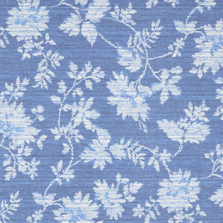 8 X 10 Blue Floral Distressed Washable Area Rug Image 5