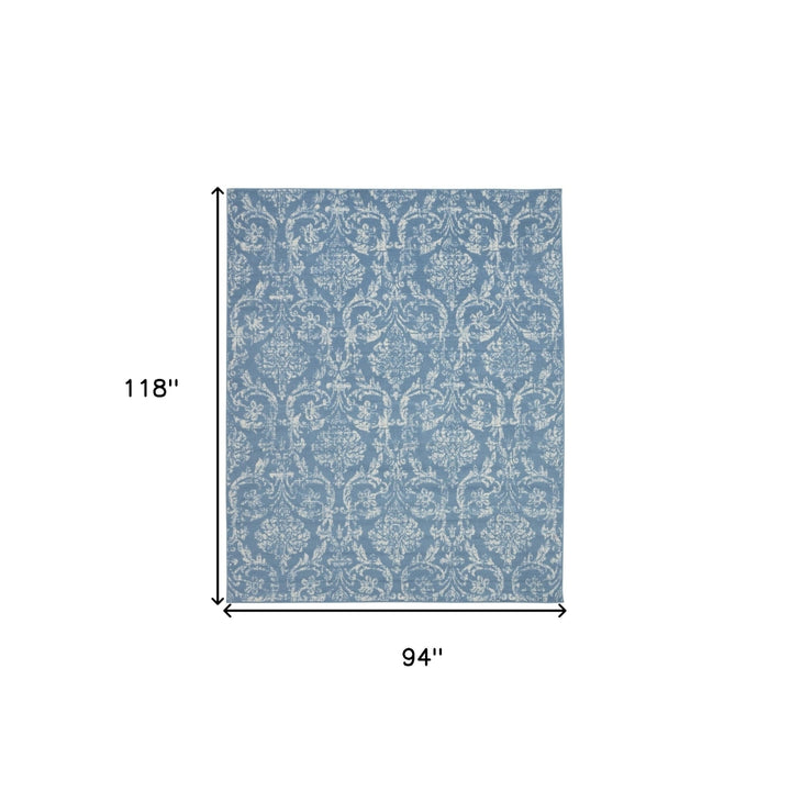 8 X 10 Blue Damask Power Loom Area Rug Image 8