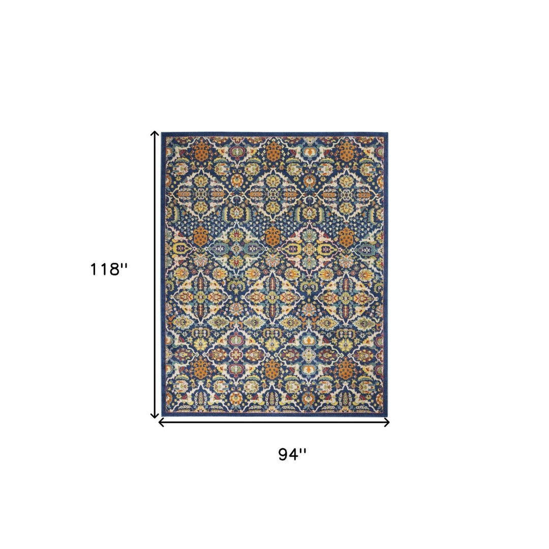 8 X 10 Blue Floral Power Loom Area Rug Image 5