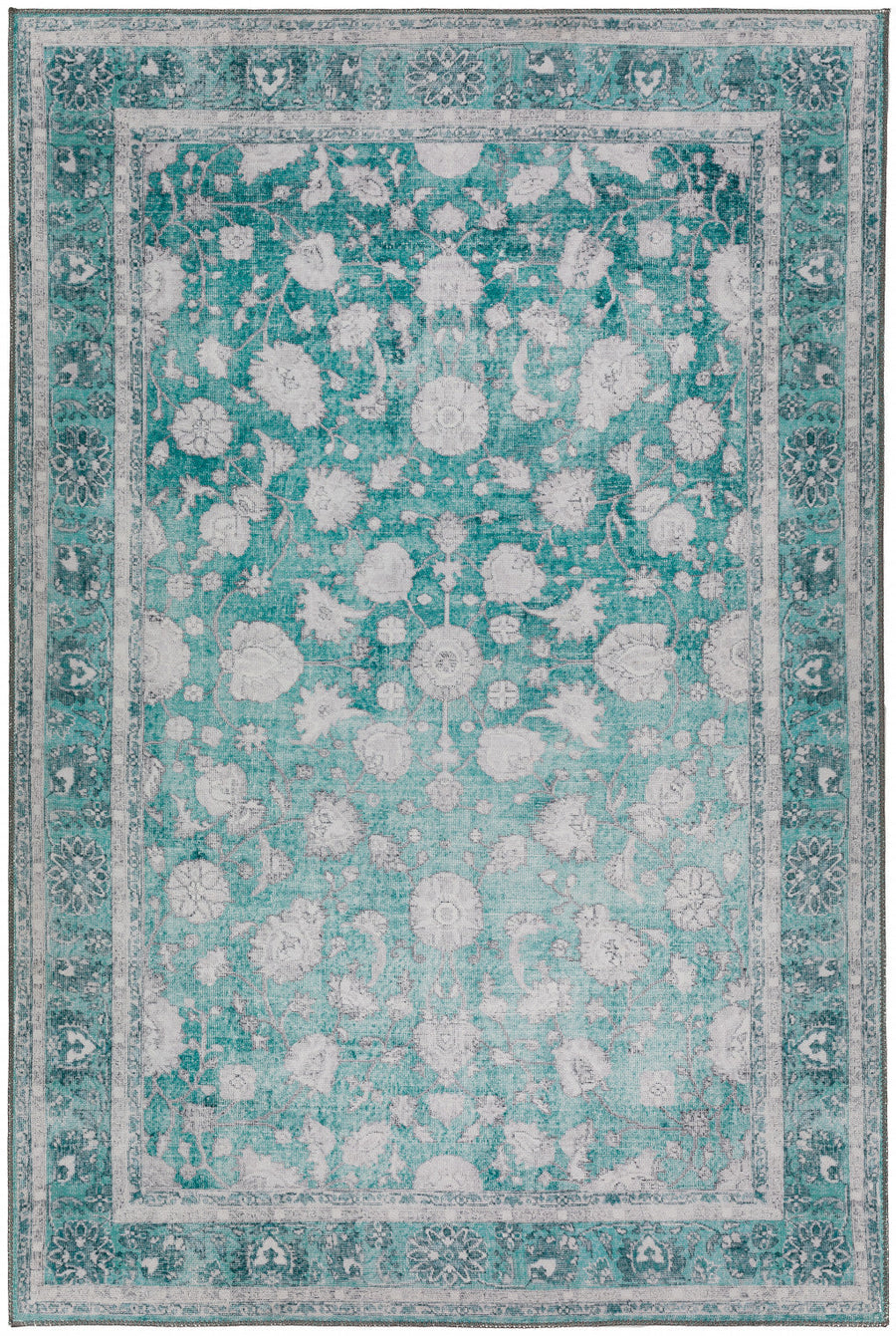 8 X 10 Blue Oriental Distressed Non Skid Area Rug Image 1