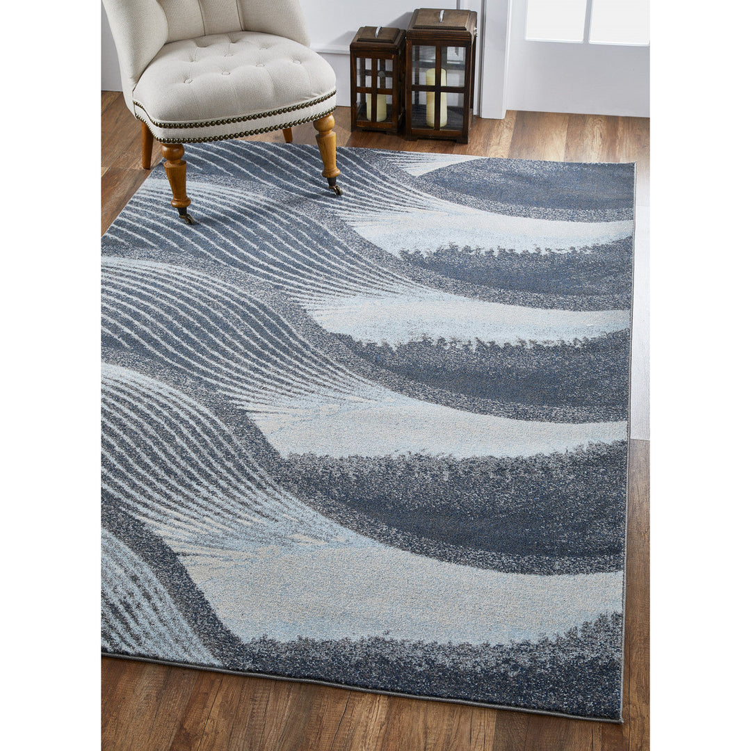 7 x 10 Blue and Gray Abstract Area Rug Image 3