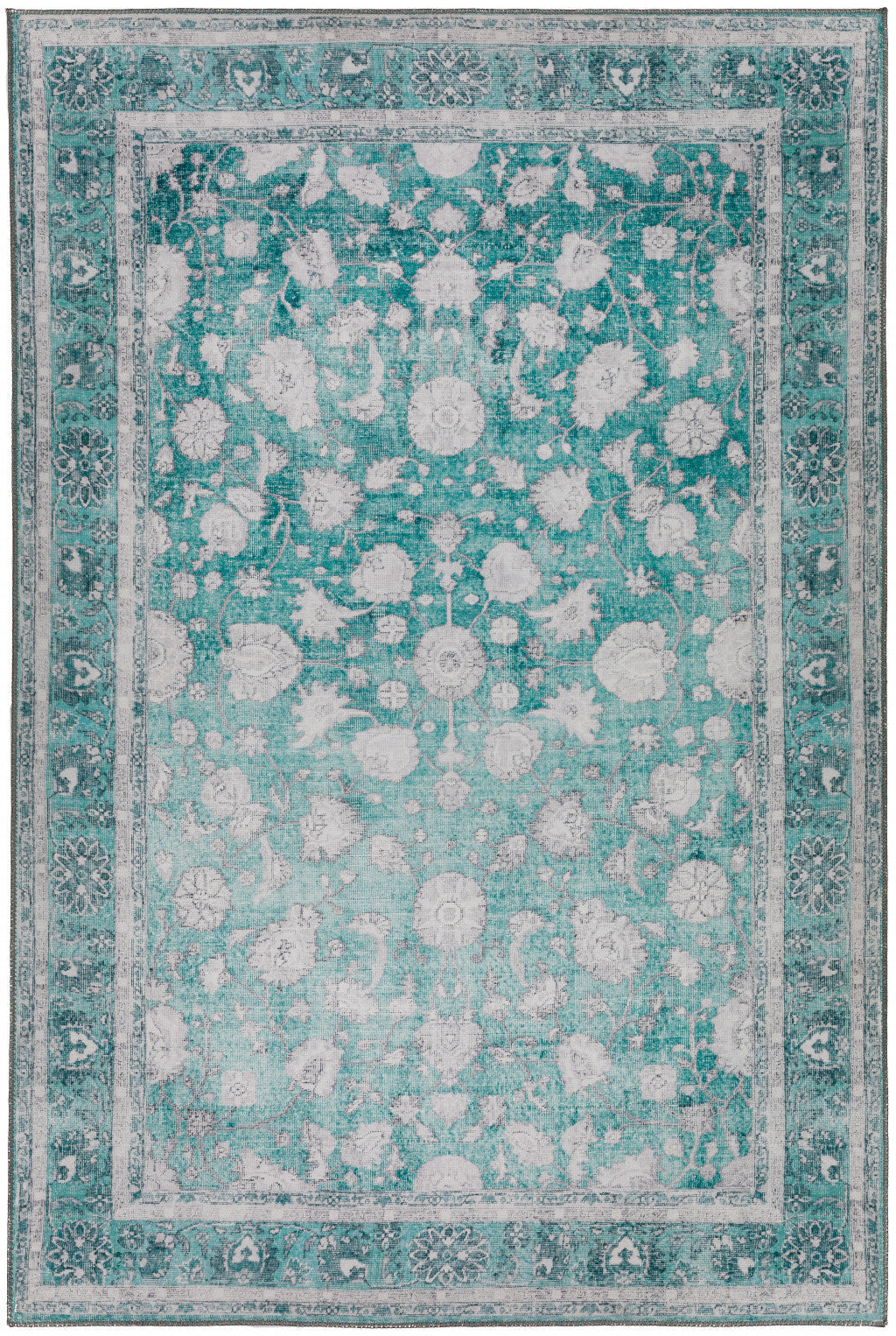 8 X 10 Blue Oriental Distressed Non Skid Area Rug Image 5