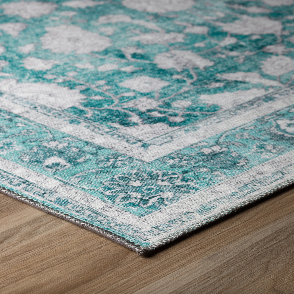 8 X 10 Blue Oriental Distressed Non Skid Area Rug Image 6