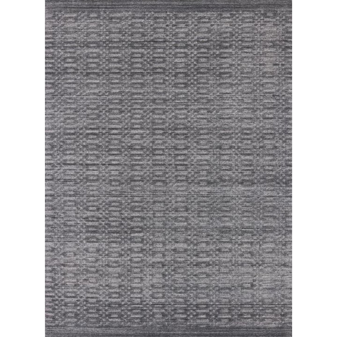 8 X 10 Charcoal And Dark Grey Hand Loomed Area Rug Image 3