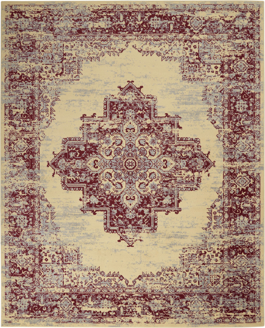 8 X 10 Cream Damask Power Loom Area Rug Image 1