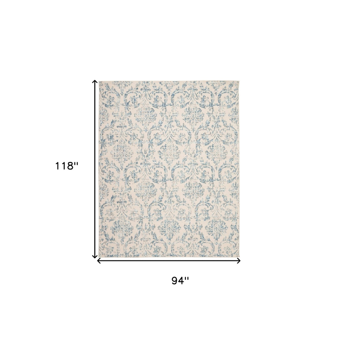 8 x 10 Cream Damask Power Loom Non Skid Area Rug Image 7