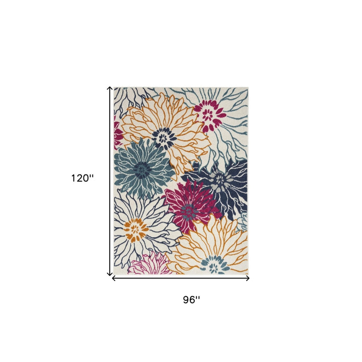 8 X 10 Cream Floral Power Loom Area Rug Image 10