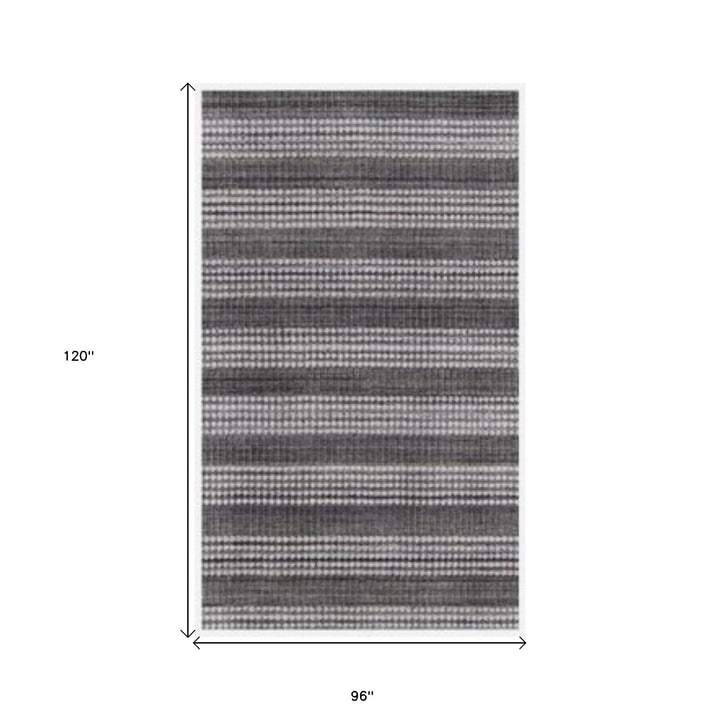 8 X 10 Dark Grey And Whie Hand Loomed Area Rug Image 10