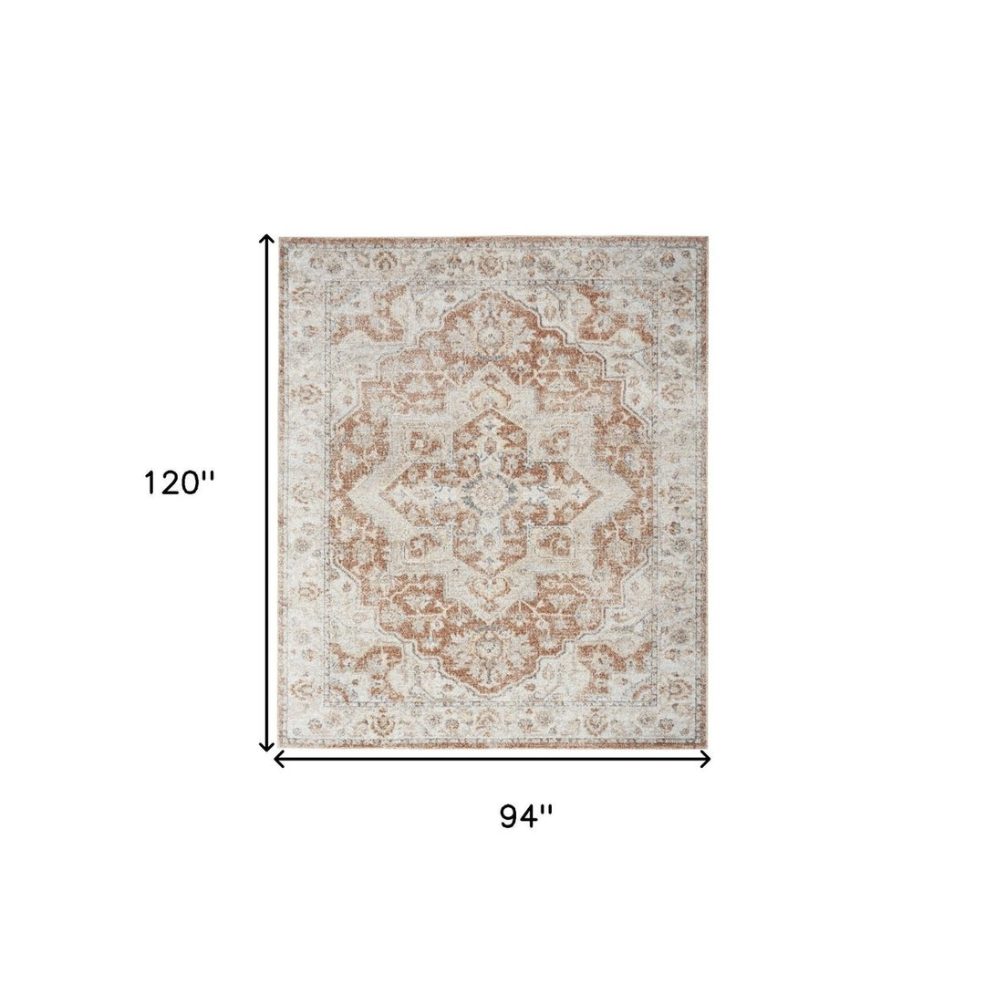 8 X 10 Gold Oriental Power Loom Washable Area Rug Image 10