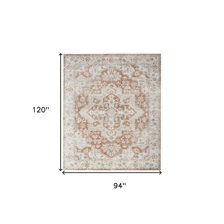 8 X 10 Gold Oriental Power Loom Washable Area Rug Image 10