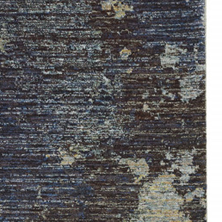 8 Runner Navy Blue Abstract Power Loom Runner Rug Image 4