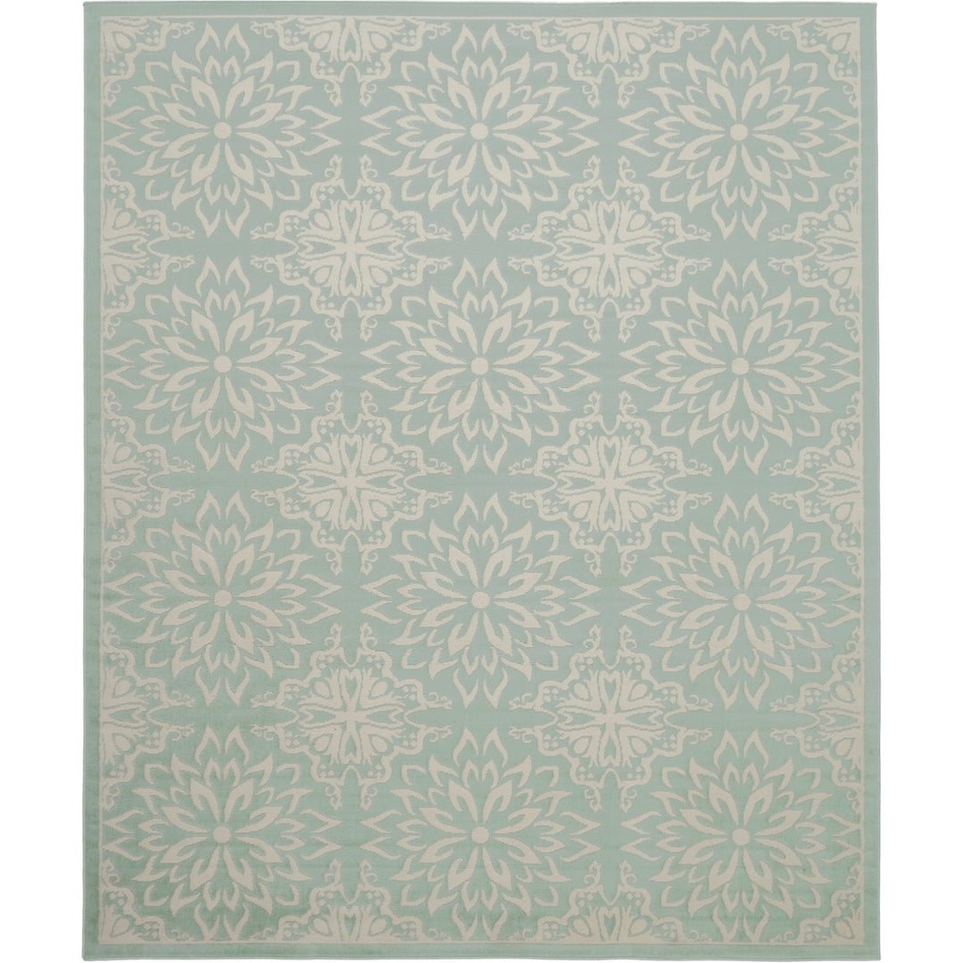 8 X 10 Aqua Floral Power Loom Area Rug Image 1