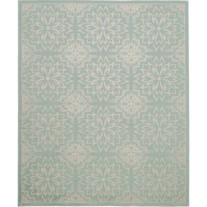 8 X 10 Aqua Floral Power Loom Area Rug Image 1