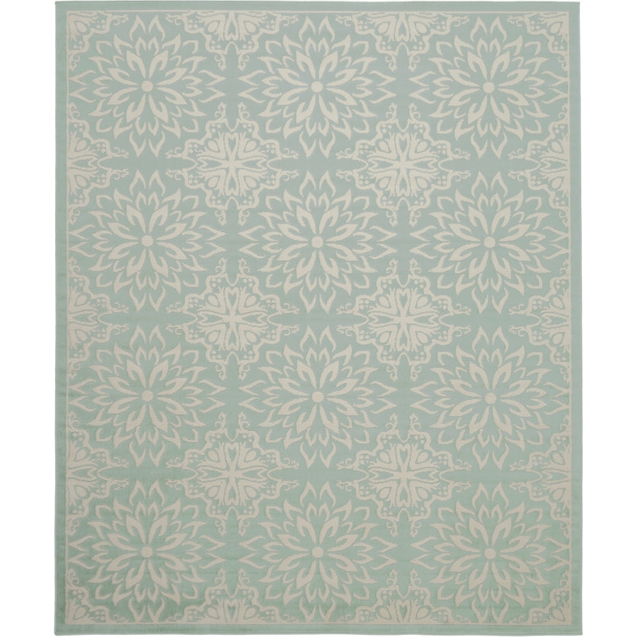 8 X 10 Aqua Floral Power Loom Area Rug Image 1