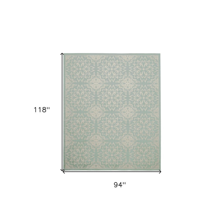 8 X 10 Aqua Floral Power Loom Area Rug Image 8