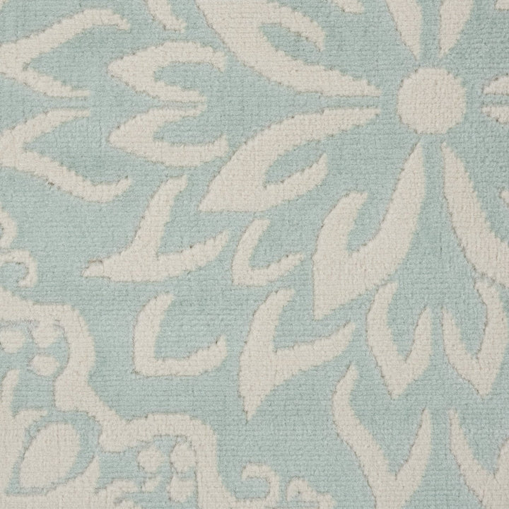 8 X 10 Aqua Floral Power Loom Area Rug Image 9