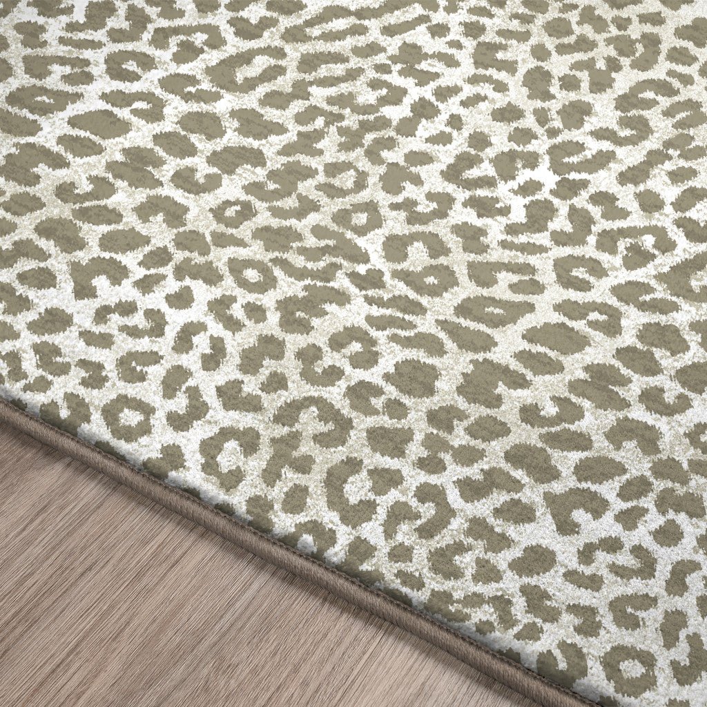 8 X 10 Beige and Cream Leopard Print Shag Handmade Non Skid Area Rug Image 7