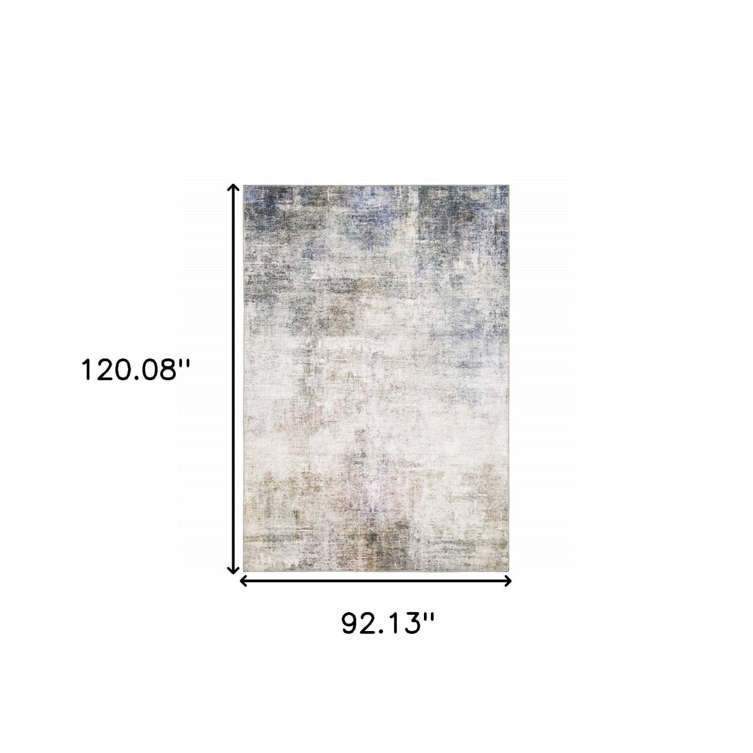 8 X 10 Beige Blue Grey Green Brown And Purple Abstract Power Loom Stain Resistant Area Rug Image 9