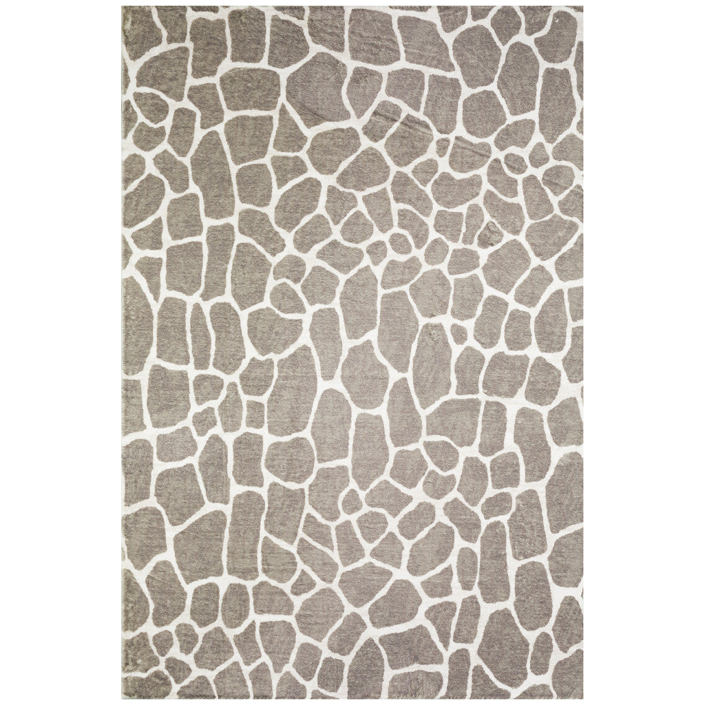 8 X 10 Beige Giraffe Print Shag Handmade Non Skid Area Rug Image 2