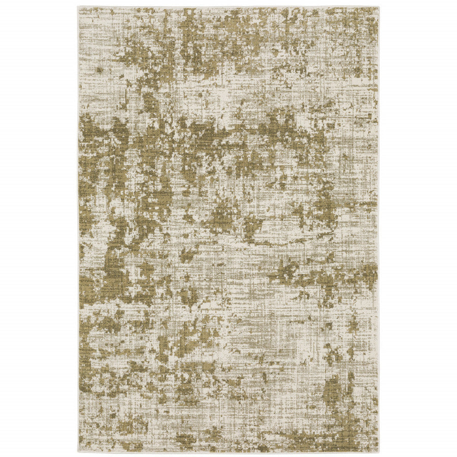 8 X 10 Beige Gold And Grey Abstract Power Loom Stain Resistant Area Rug Image 1