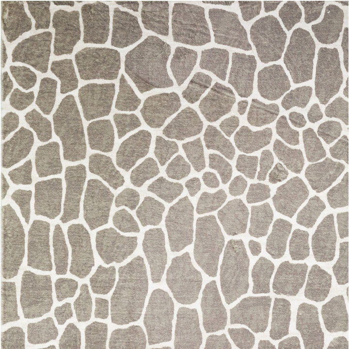 8 X 10 Beige Giraffe Print Shag Handmade Non Skid Area Rug Image 4