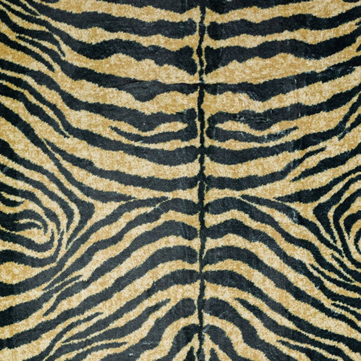 8 X 10 Black and Gold Animal Print Shag Handmade Non Skid Area Rug Image 3