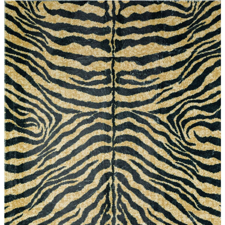 8 X 10 Black and Gold Animal Print Shag Handmade Non Skid Area Rug Image 4