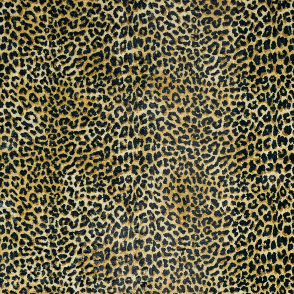 8 X 10 Black and Gold Leopard Print Shag Handmade Non Skid Area Rug Image 4