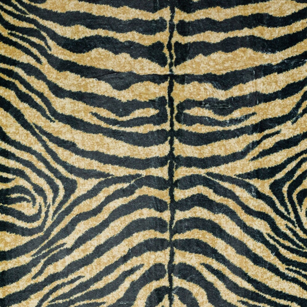 8 X 10 Black and Gold Animal Print Shag Handmade Non Skid Area Rug Image 8