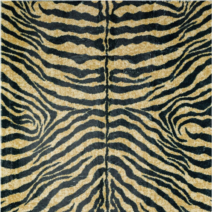 8 X 10 Black and Gold Animal Print Shag Handmade Non Skid Area Rug Image 9